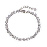 Sterling Silver Rhodium Plated Link CZ Tennis Bracelet
