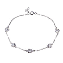 Load image into Gallery viewer, Sterling Silver Rhodium Plated Rope Disc CZ Chain Bracelet