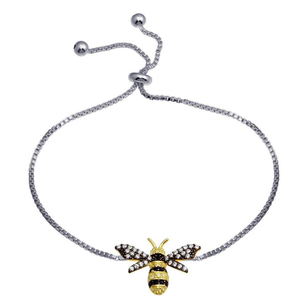 Sterling Silver 2 Toned BumbleBee Lariat Bracelet