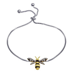 Sterling Silver 2 Toned BumbleBee Lariat Bracelet