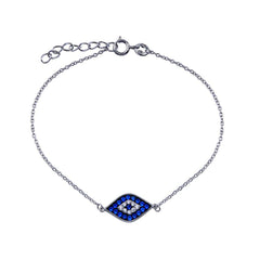Sterling Silver Rhodium Plated CZ Evil Eye Bracelet