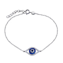Load image into Gallery viewer, Sterling Silver Rhodium Plated CZ Evil Eye Bracelet