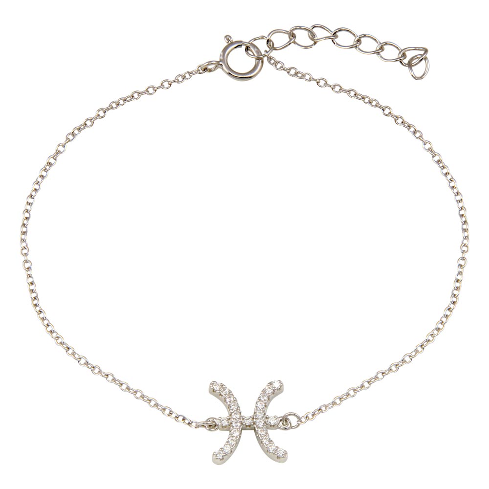 Sterling Silver Rhodium Plated Virgo CZ Adjustable Link Bracelet