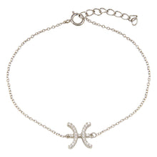 Load image into Gallery viewer, Sterling Silver Rhodium Plated Virgo CZ Adjustable Link Bracelet