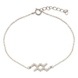 Sterling Silver Rhodium Plated Taurus CZ Adjustable Link Bracelet