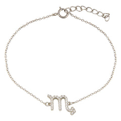 Sterling Silver Rhodium Plated Scorpio CZ Adjustable Link Bracelet