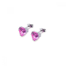 Load image into Gallery viewer, Sterling Silver Rhodium Plated Pink CZ Stud Earring