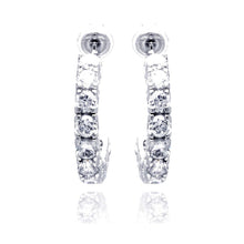 Load image into Gallery viewer, Sterling Silver Classy Half Hoop Stud Earring Set with Round Cut Clear Czs