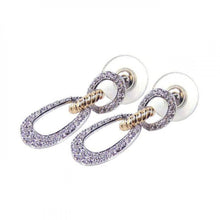 Load image into Gallery viewer, Sterling Silver Two-Toned Fancy Double Open Link Embedded with Micro Paved Clear Czs Dangle Stud Earring