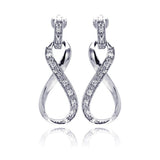 Sterling Silver Elegant Infinity Design Inlaid with Clear Czs Dangle Stud Earring