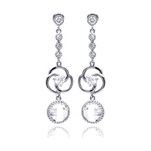 Load image into Gallery viewer, Sterlign Silver Classy Multi Link Round Cut Clear Czs Dangle Stud Earring
