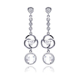 Sterlign Silver Classy Multi Link Round Cut Clear Czs Dangle Stud Earring