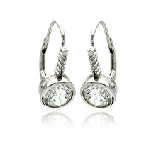 Load image into Gallery viewer, Sterling Silver Classic Round Cut Clear Cz on Bezel Setting Leverback EarringAnd Earring Diameter of 8.7MM