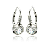 Sterling Silver Classic Round Cut Clear Cz on Bezel Setting Leverback EarringAnd Earring Diameter of 8.7MM