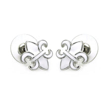 Load image into Gallery viewer, Sterling Silver Rhodium Plated Fleur De Lis Shaped  Stud Earring