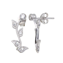 Load image into Gallery viewer, Sterling Silver Rhodium Plated Rose CZ Inlay Stud  Earring
