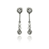 Sterling Silver Elegant Multi Round Design Embedded with clear Czs Dangle Stud EarringAnd Length of 1.5 Inches
