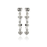 Sterling Silver Classy Style Multi Heart Link Design Embedded with Clear Czs Dangle Stud EarringAnd Dimensions of 38MM x 5MM