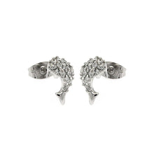 Load image into Gallery viewer, Sterling Silver Rhodium Plated Fish Shaped  Stud Earring With CZ Stones