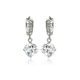 Sterling Silver Classic StyleAnd Channel Dangling Earrings Embedded with Solid Fine Clear Cz Stones. Earring Dimesnions of 23.7MM x 9.4MM