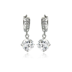 Sterling Silver Classic StyleAnd Channel Dangling Earrings Embedded with Solid Fine Clear Cz Stones. Earring Dimesnions of 23.7MM x 9.4MM