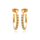 Sterling Silver Rose Gold Rhodium Plated Round CZ Hoop Earrings
