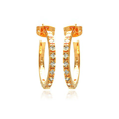 Sterling Silver Rose Gold Rhodium Plated Round CZ Hoop Earrings