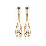 A Sophisticated Dangling Earring Set in Sleek Rose Gold Rhodium PlatedAnd With Teardrop Clear Cz Stones. Earring Dimensions of 63.3MM x 14.9MM
