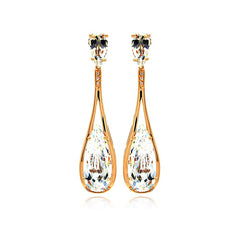 A Sophisticated Dangling Earring Set in Sleek Rose Gold Rhodium PlatedAnd With Teardrop Clear Cz Stones. Earring Dimensions of 63.3MM x 14.9MM