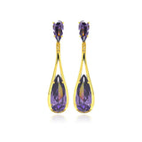 An Elegant Teardrop Design Dangling Earring Set in Sleek Gold Rhodium PlatedAnd With Purple Cz Stones. Earring Dimensions of 63.3MM x 14.9MM