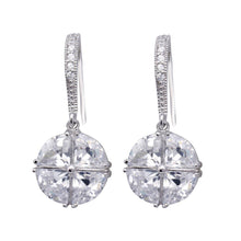 Load image into Gallery viewer, Sterling Silver Fancy Round Cut Clear Cz Dangling Hook Earring