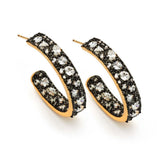Sterlng Silver Gold Plated Multiple Graduated Crescent Clear CZ Stud Earrings