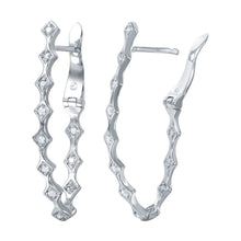 Load image into Gallery viewer, Sterling Silver Rhodium Plated Fancy Clear Cz Hinged Scalloped Earring