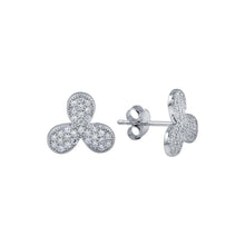 Load image into Gallery viewer, Sterling Silver Rhodium Plated Open Clover Leaf CZ Earrings