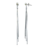 Sterling Silver Rhodium Plated Synthetic Center Snake SQ Dangling Earrings