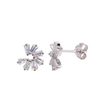 Load image into Gallery viewer, Sterling Silver Rhodium Plated Baguette CZ Circle Earrings
