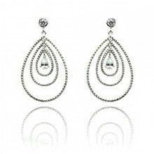 Load image into Gallery viewer, Sterling Silver Nickel Free Rhodium Plated Round Teardrop Dangling Stud Earrings With CZ Stones
