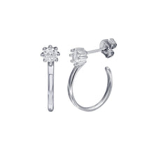 Load image into Gallery viewer, Sterling Silver CZ Semi Hoop Single Earrings
