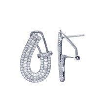 Load image into Gallery viewer, Sterling Silver CZ U Design Baguette Clip Post Earrings