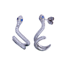 Load image into Gallery viewer, Sterling Silver Rhodium Plated Snake Earrings