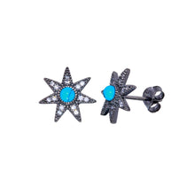 Load image into Gallery viewer, Sterling Silver Black Rhodium Plated CZ Snow Flakes Earrings