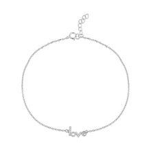 Load image into Gallery viewer, Sterling Silver Rhodium Plated Love CZ Anklet