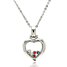 Load image into Gallery viewer, Sterling Silver Necklace with Heart Glass Pendant with Multi-Color Czs Inside