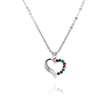 Load image into Gallery viewer, Sterling Silver Necklace with Trendy Open Heart Inlaid with Multi-Color Czs Pendant