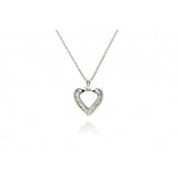Sterling Silver Necklace with Modish Heart Inlaid with Baguette Clear Czs PendantAnd Chain Length of 16 -18  AdjustableAnd Pendant Dimensions: 27.8MMx21.4MM