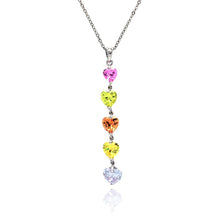 Load image into Gallery viewer, Sterling Silver Necklace with Multi-Color Cz Heart Dangling Pendant
