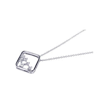 Load image into Gallery viewer, Sterling Silver Necklace with Stylish Octagon Inlaid with Multi-Princess Cut Clear Czs Pendant