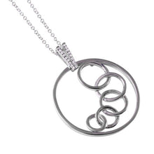 Load image into Gallery viewer, Sterling Silver Rhodium Plated Necklace with Fancy Linked Open Circles Pendant with Clear Cz AccentAnd Spring Clasp ClosureAnd Length of 16  with 2  extension