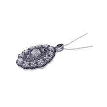 Load image into Gallery viewer, Sterling Silver Fancy Oval Marcasite Pendant Inlaid with Black Czs and White Pearls