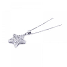 Load image into Gallery viewer, Sterling Silver Necklace with Tiny Star Covered with Micro Paved Czs Pendant
